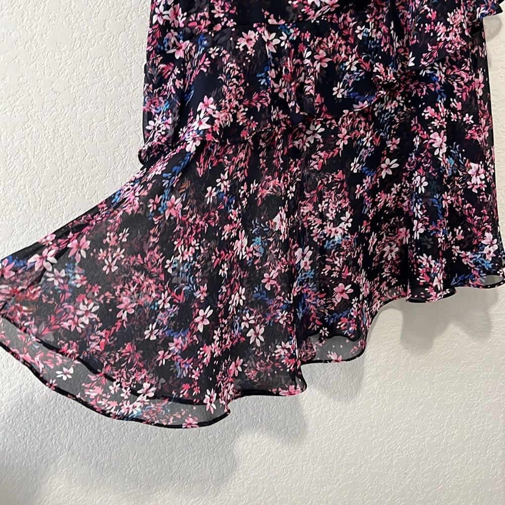 MISA Los Angeles Carmen Floral Navy Pink Ruffle Skirt, Size XS - Picture 3 of 11